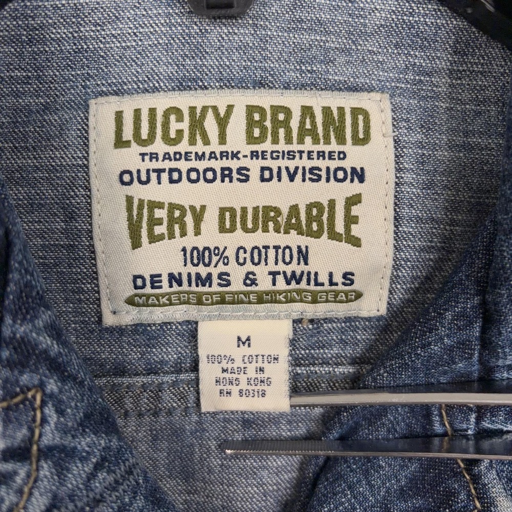 Vintage Lucky Brand Jacket Womens Medium Blue Denim Utility Cargo Pockets 90s - Picture 4 of 12